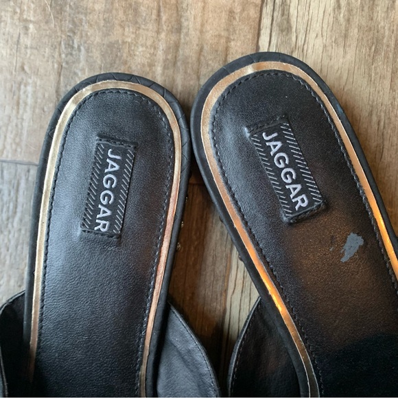 Jaggar black reptile print gold stud tassel top mule - Picture 7 of 7